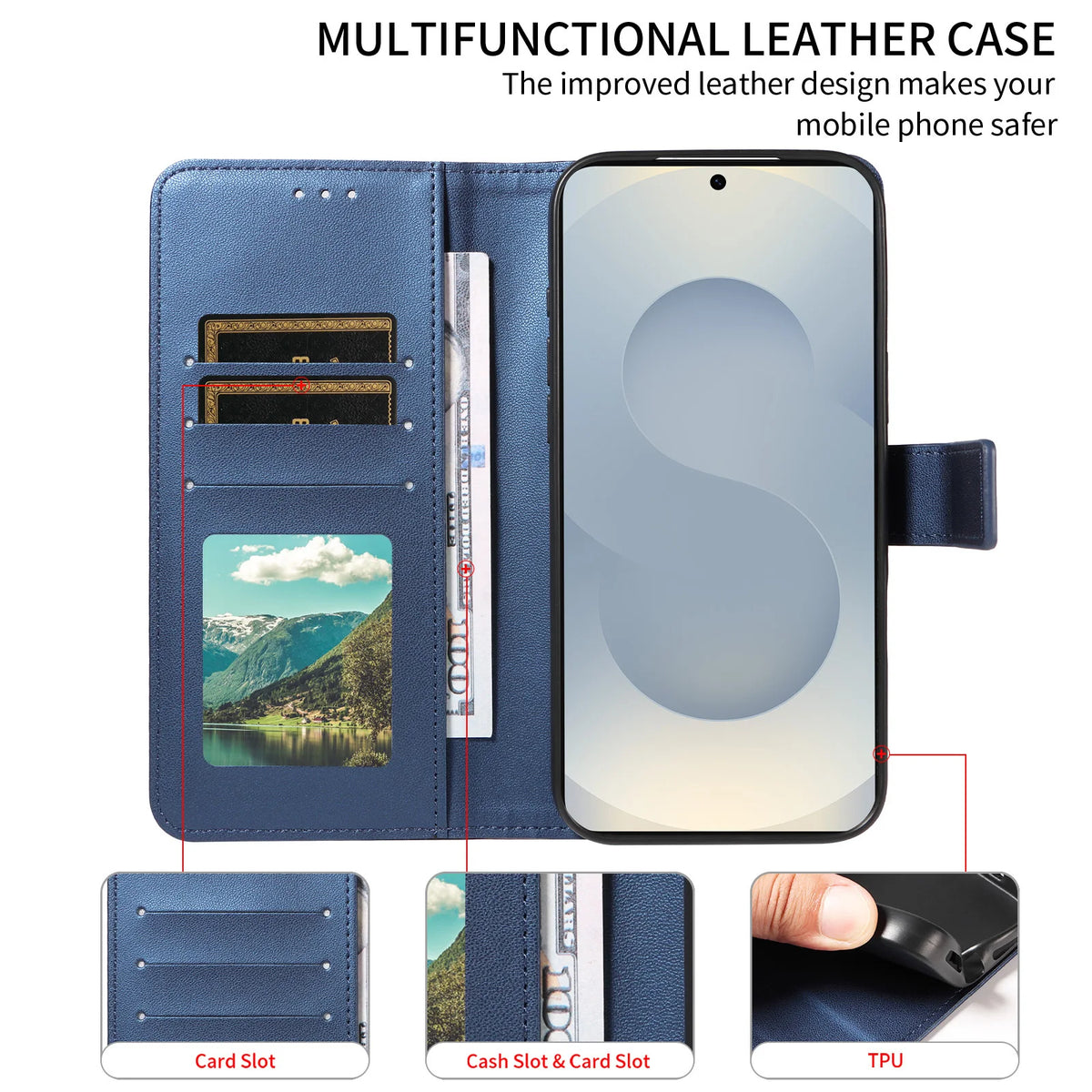 Funda tipo cartera para Samsung Galaxy | Relieve y tarjetero