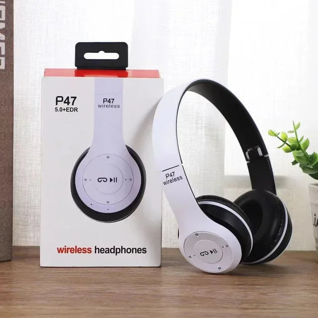 P47 Wireless Bluetooth Headphones with Mic | BT 5.0 | Foldable Over-Ear | Wired & Wireless
