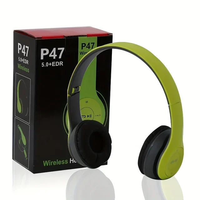 P47 Wireless Bluetooth Headphones with Mic | BT 5.0 | Foldable Over-Ear | Wired & Wireless