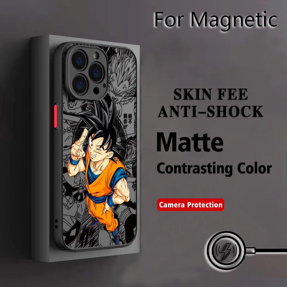 Dragon Ball Goku Magnetic iPhone Case | Matte Back Cover | iPhone 11–17 Pro Max