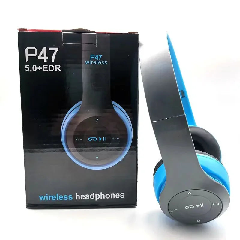 P47 Wireless Bluetooth Headphones with Mic | BT 5.0 | Foldable Over-Ear | Wired & Wireless