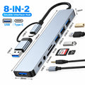 Hub USB de 8 puertos | Conexión USB-C y USB-A, lector SD y audio