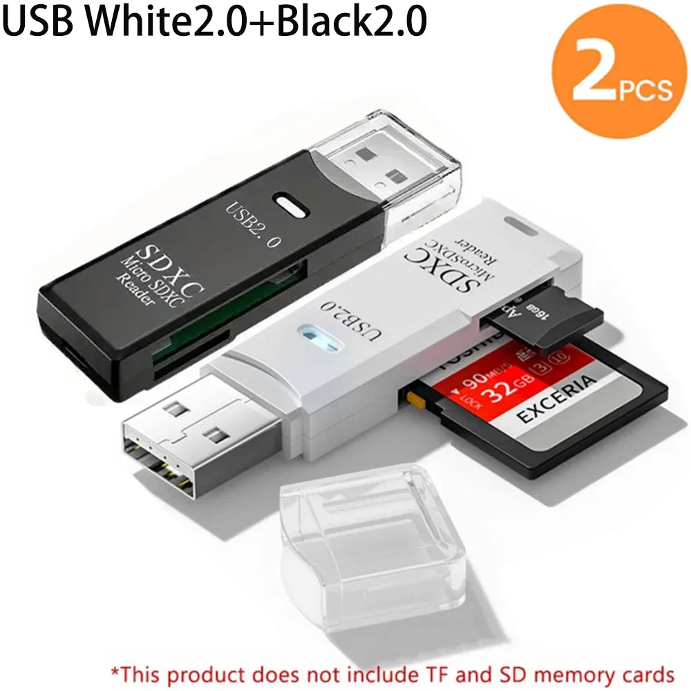 2-in-1 USB 3.0 Card Reader | SD & MicroSD TF Adapter | Plug & Play for PC & Laptop
