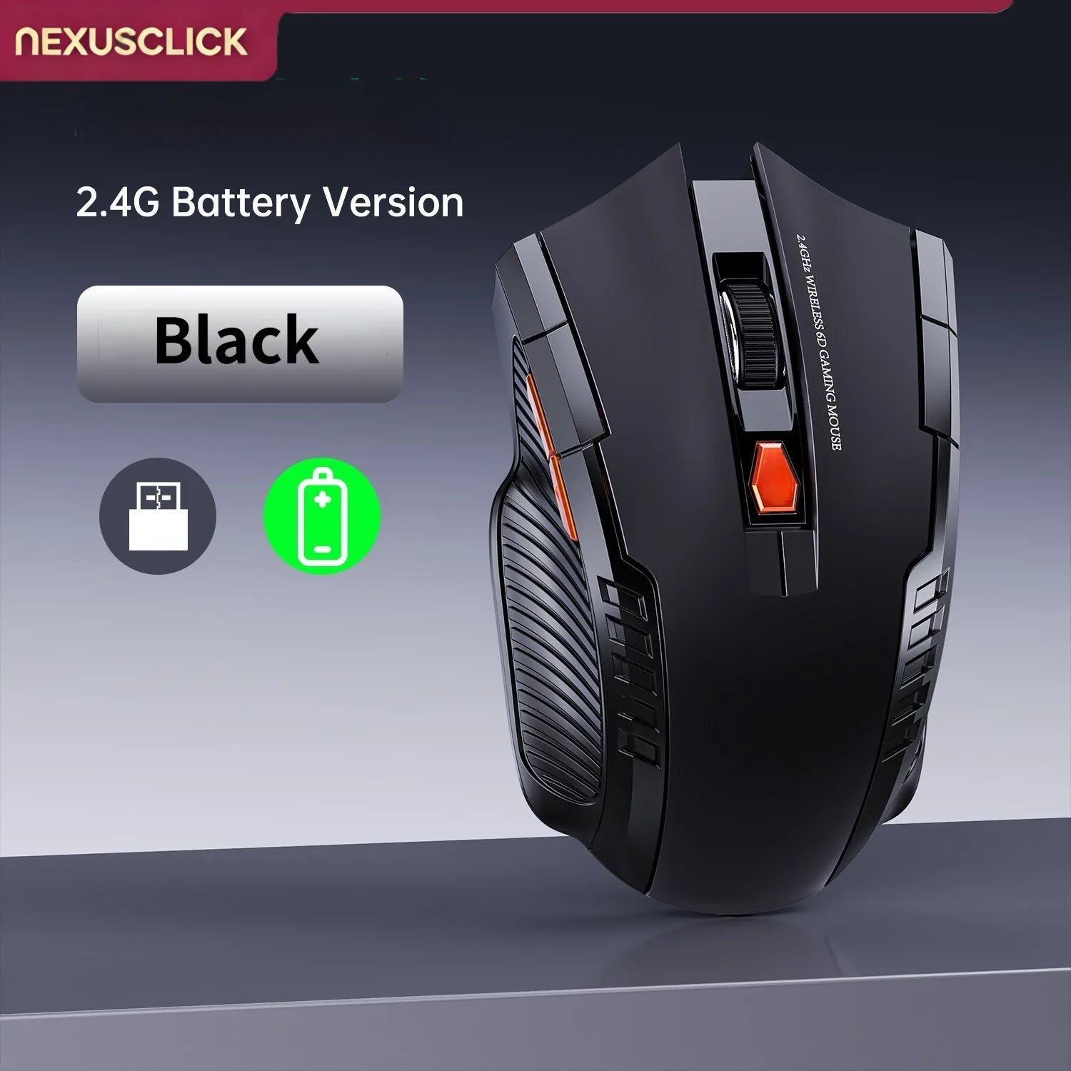 NexusClick Wireless Silent Mouse | 2.4G & Bluetooth Dual Mode | 6 Buttons | 1600 DPI | Type-C Rechargeable