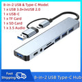 8-in-2 USB-C Hub | USB 3.0 + USB-C + SD/TF + 3.5mm Audio | For MacBook, PC & Tablet