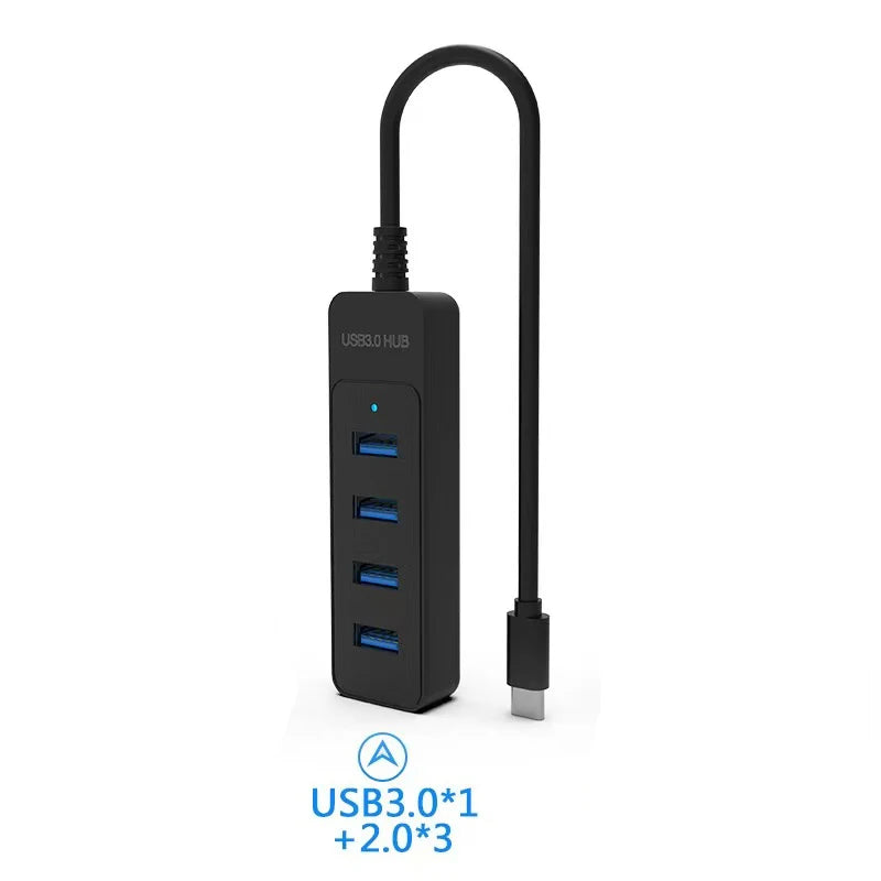 4-Port USB Hub 3.0 with USB-C | Plug & Play Splitter for PC, Laptop & Tablet