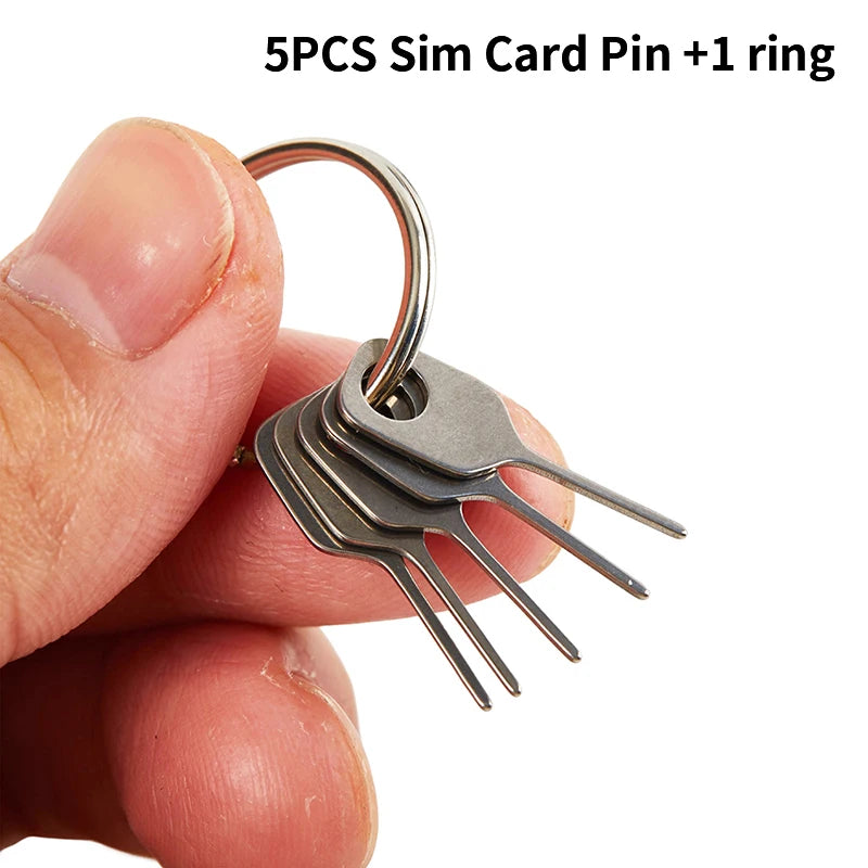 SIM Card Ejector Pin with Keyring | Anti-Lost | 5-Pack | Universal Phone Tray Removal Tool