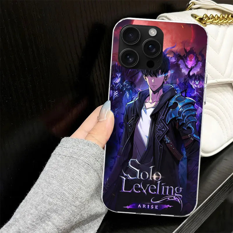 Solo Leveling Silicone iPhone Case | Soft Black Cover | iPhone 7–17 Pro Max
