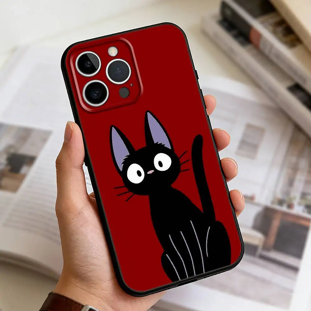 Cute Black Cat iPhone Case | Soft Silicone | iPhone 11–17 Pro Max