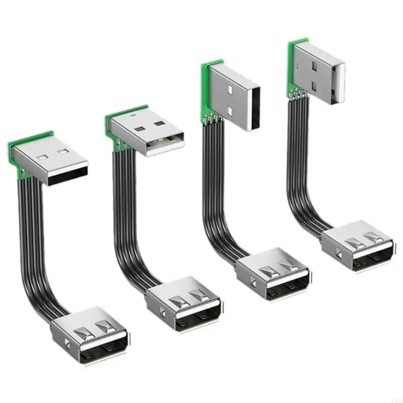Flat 90° Angled USB 2.0 Extension Cable | Male to Female | Data & Charging | Multiple Lengths
