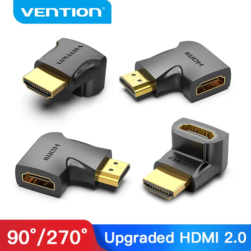 Vention HDMI Right Angle Adapter | 90°∕270° | 4K | For TV, PS4 & Laptop