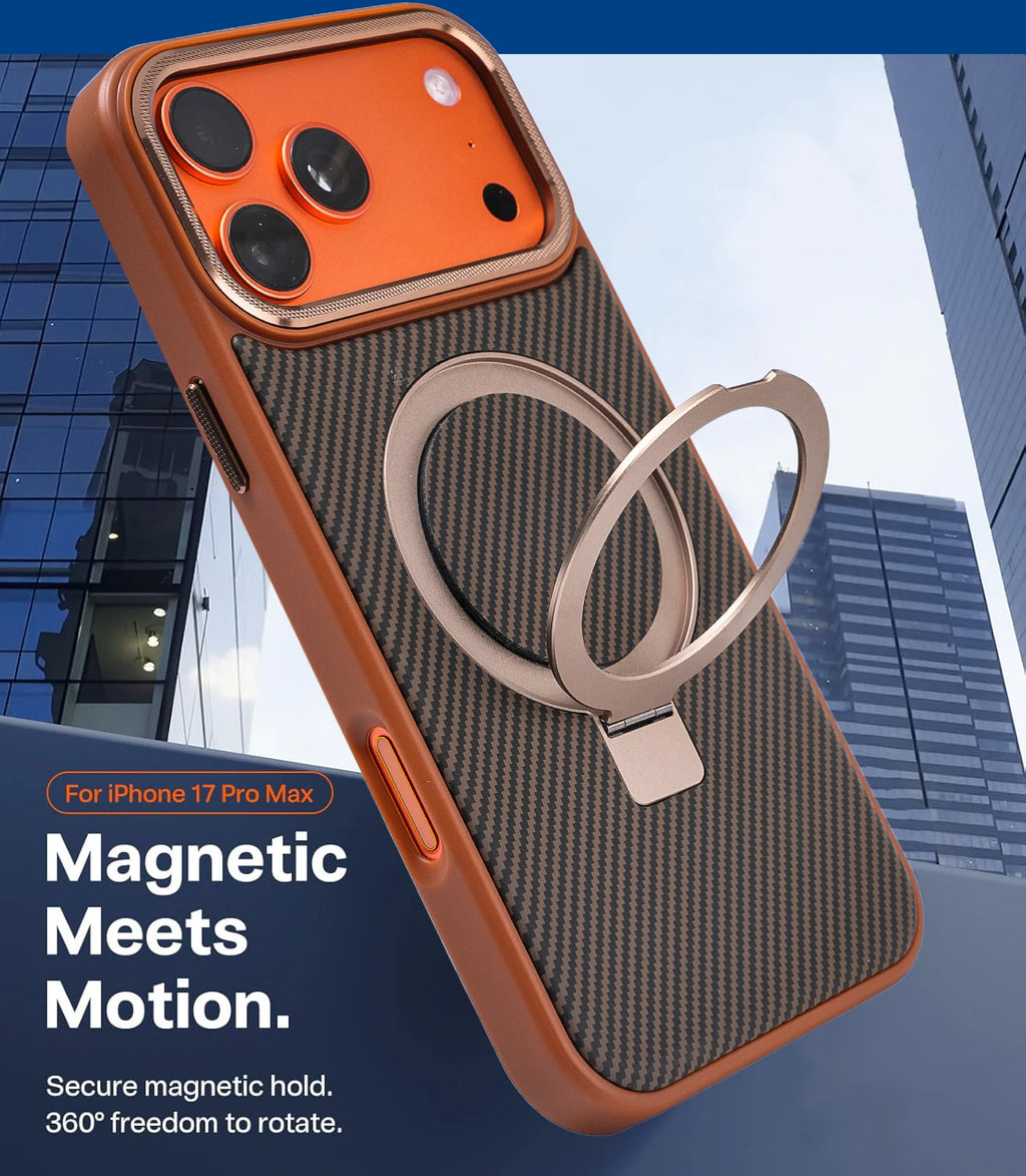 Carbon Fiber Magnetic Ring Stand Case | MagSafe Compatible | Shockproof