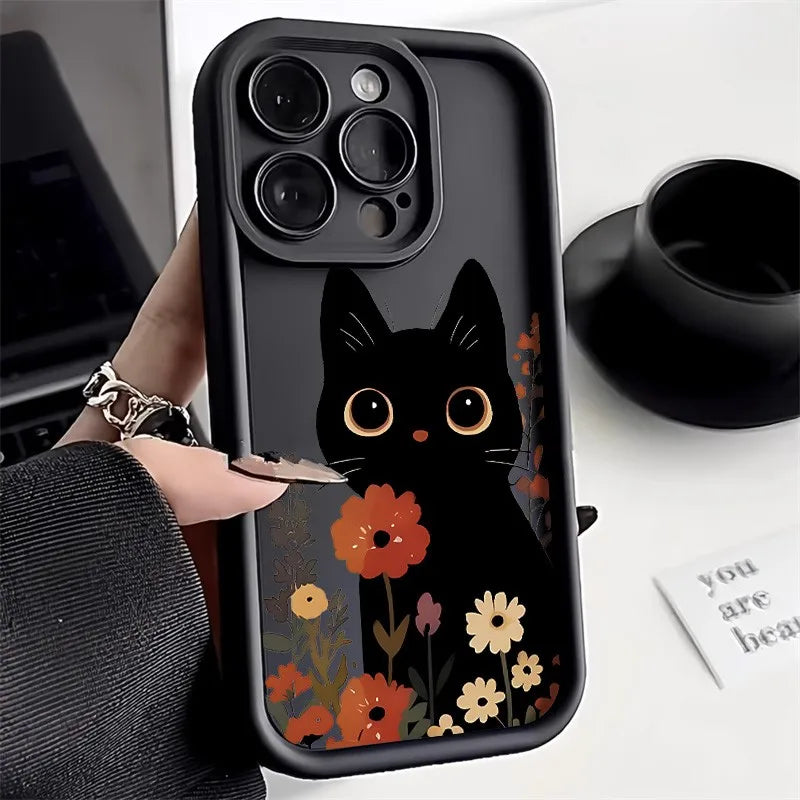 Cute Black Cat iPhone Case | Soft TPU | iPhone 6–17 Pro Max