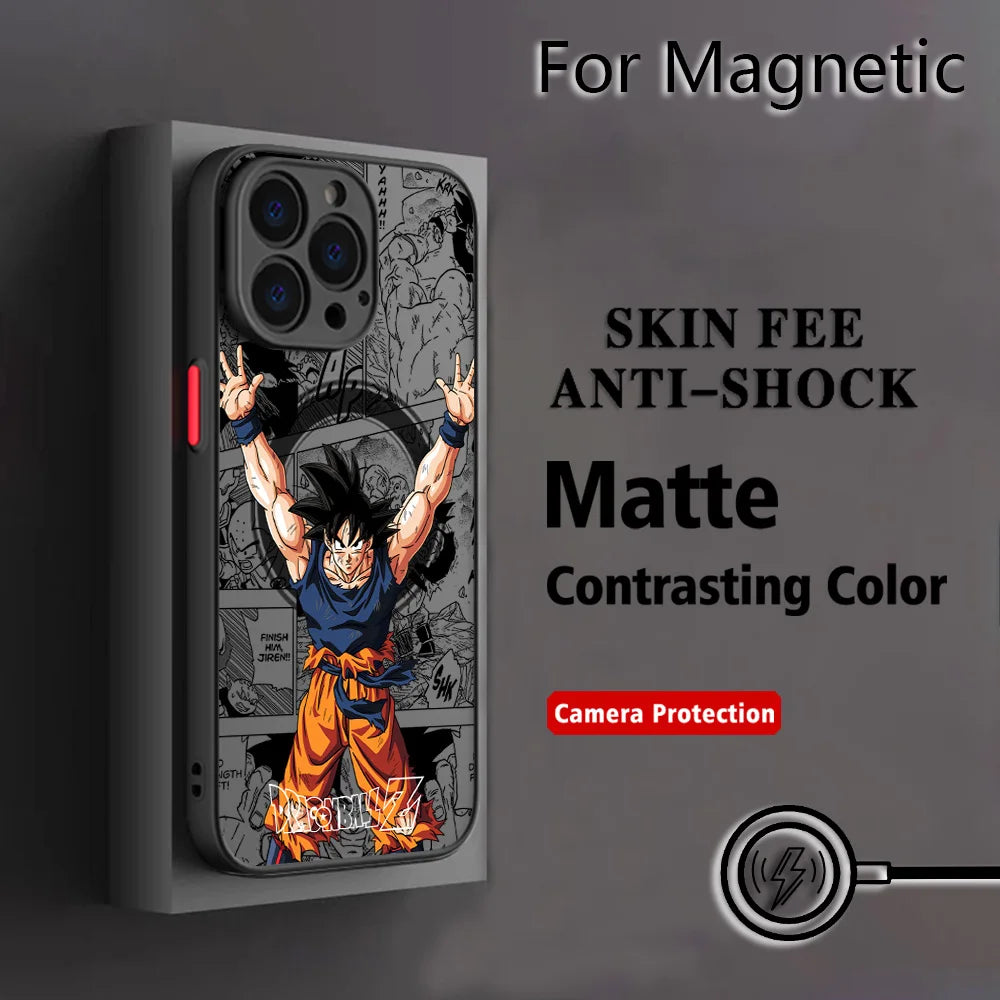 Dragon Ball Goku Matte iPhone Case | Magnetic Back Cover | iPhone 11–17 Pro Max