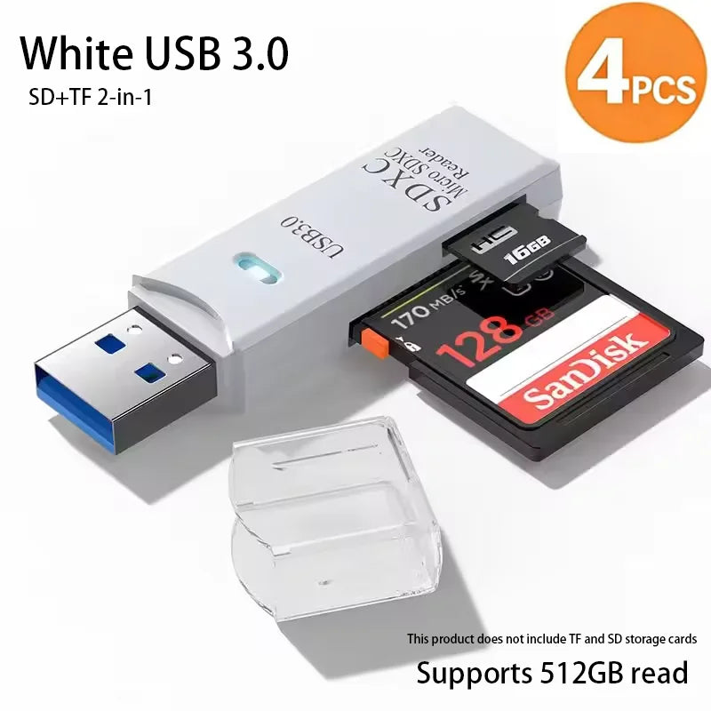 2-in-1 USB 3.0 Card Reader | SD & MicroSD TF Adapter | Plug & Play for PC & Laptop