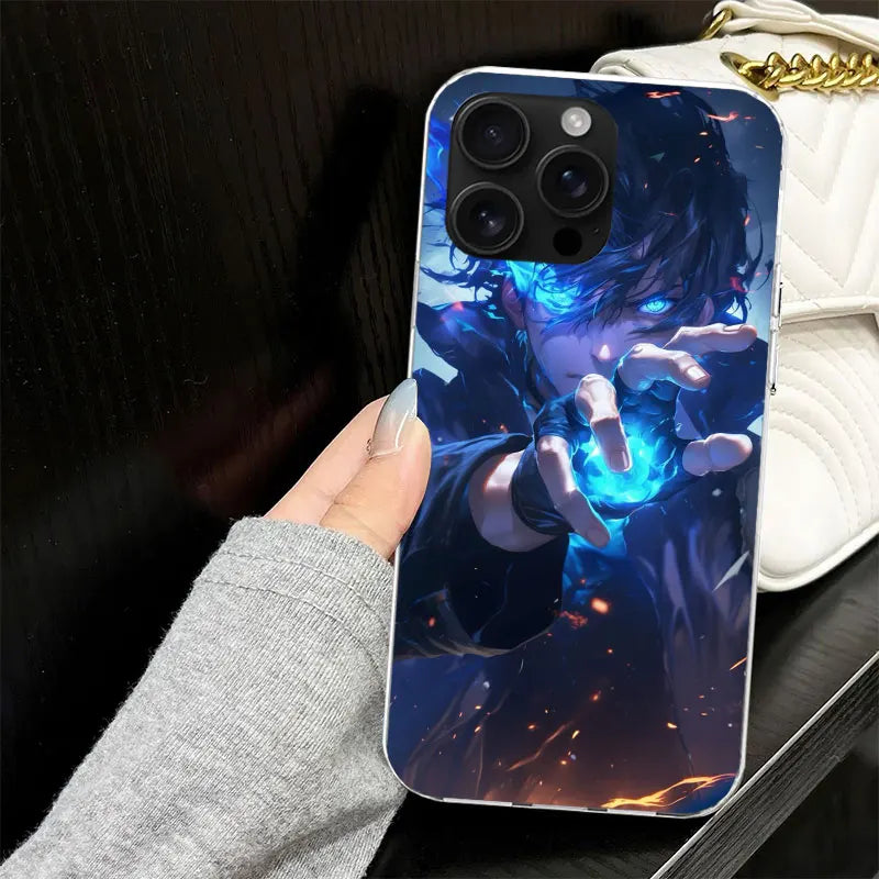 Solo Leveling Silicone iPhone Case | Soft Black Cover | iPhone 7–17 Pro Max