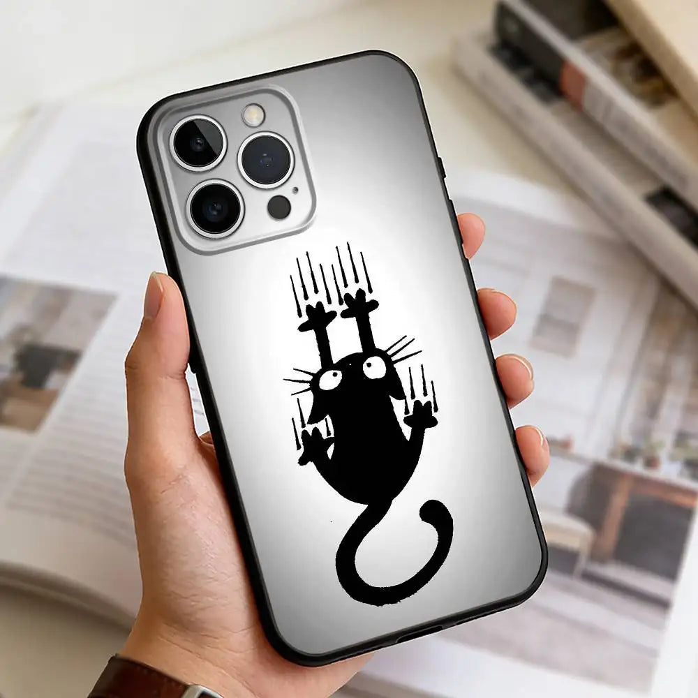 Cute Black Cat iPhone Case | Soft Silicone | iPhone 11–17 Pro Max