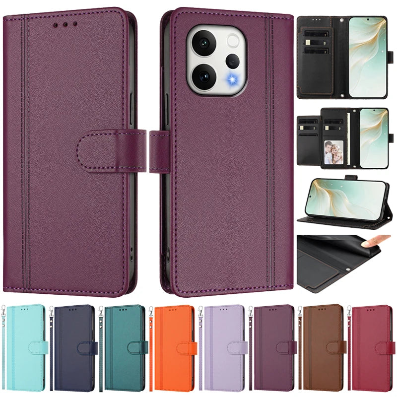 OPPO Reno Leather Flip Wallet Case | 9-Card Slots | Reno 11–16 Pro Max