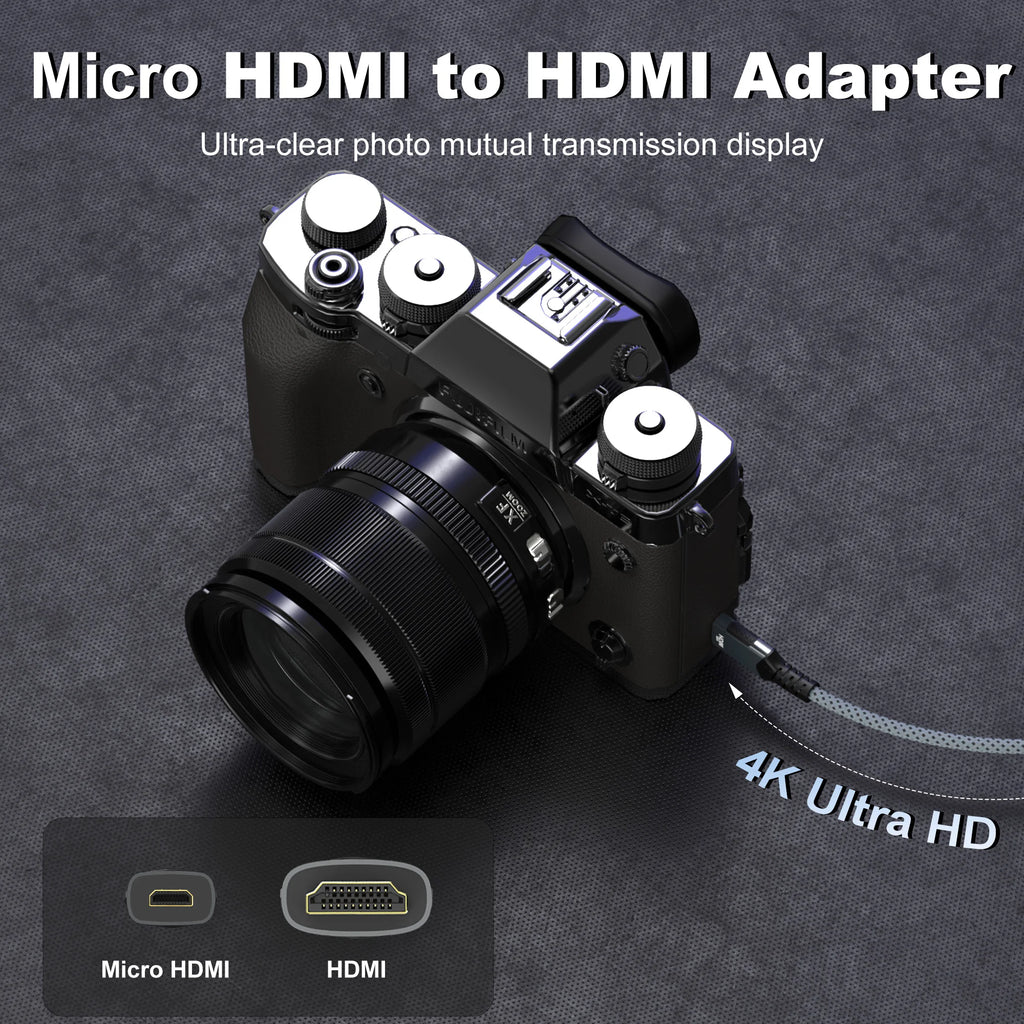 Micro HDMI-Compatible to HDMI Cable 18Gbps 4K@60Hz Braided Bi-Directional Adapter Converter  For HDTV PS4 Tablet XBOX Camera