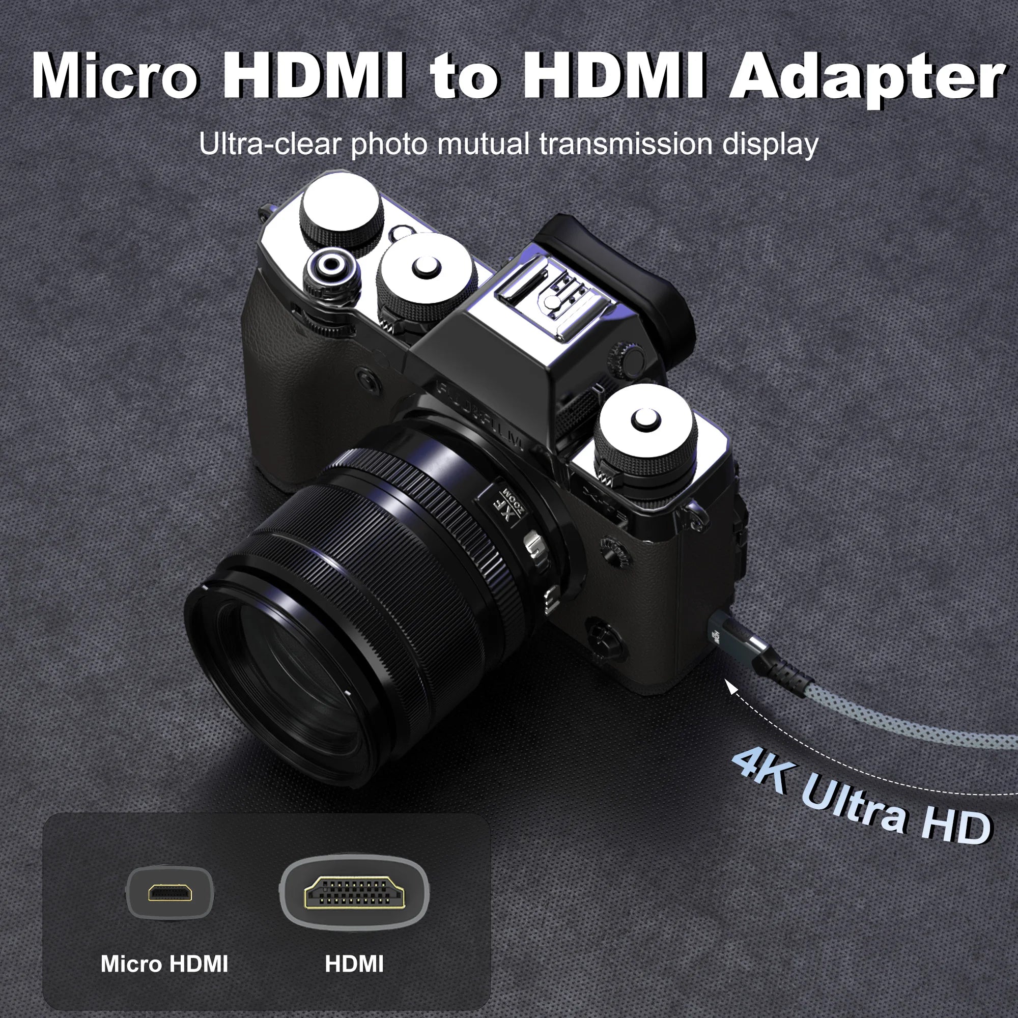 Micro HDMI-Compatible to HDMI Cable 18Gbps 4K@60Hz Braided Bi-Directional Adapter Converter  For HDTV PS4 Tablet XBOX Camera